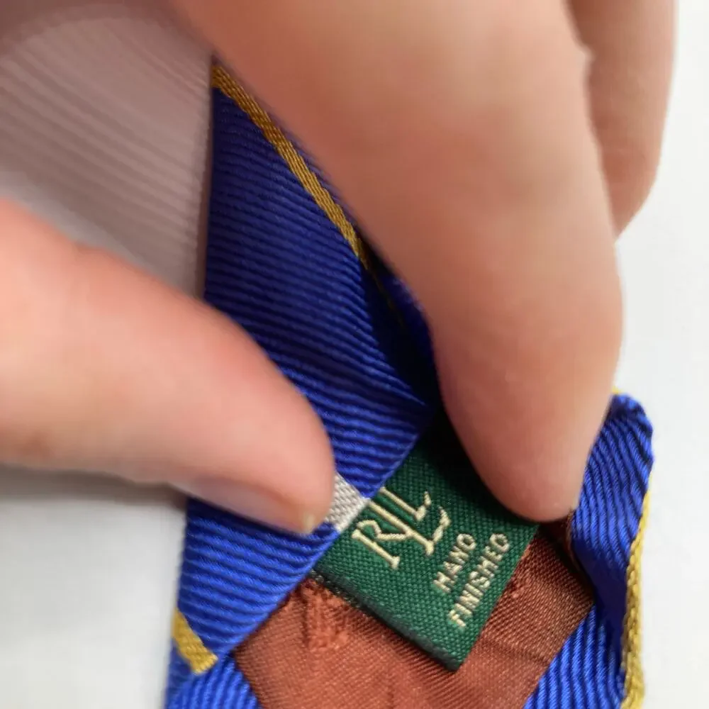 Lauren Ralph Lauren 100% Silk Blue Striped Repp Tie Regimental Preppy Gift